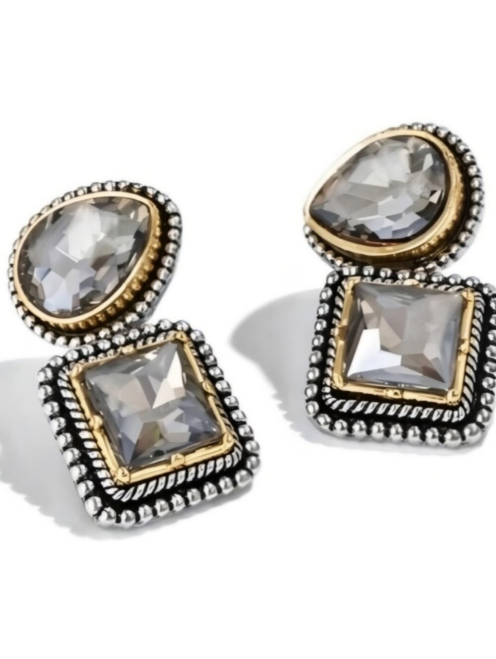 Double rhinestone statement earrings; beautiful details; 1.57" x .78"; nwot
